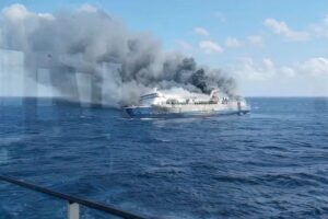 At least five dead, 41 missing after ferry catches fire off Indonesia