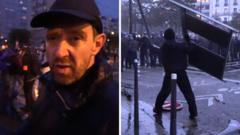 Watch: BBC in Paris as police charge protesters and use tear gas during unrest
